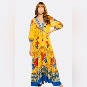 Farm Rio Floral Yard Colorful Maxi Dress NWT